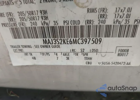 2021 Ford Ecosport Titanium из США, поврежденный, VIN MAJ3S2KE6MC397509